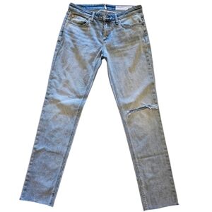 Rag & Bone Dre Low Rise Slim Boyfriend Light Blue Distressed Jeans Sz. 25